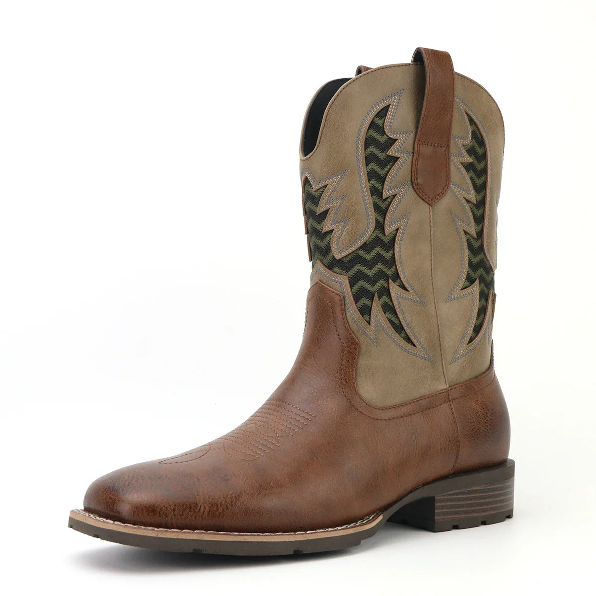 Herre Støvler Cowboy Læder Vintage Broderet Design