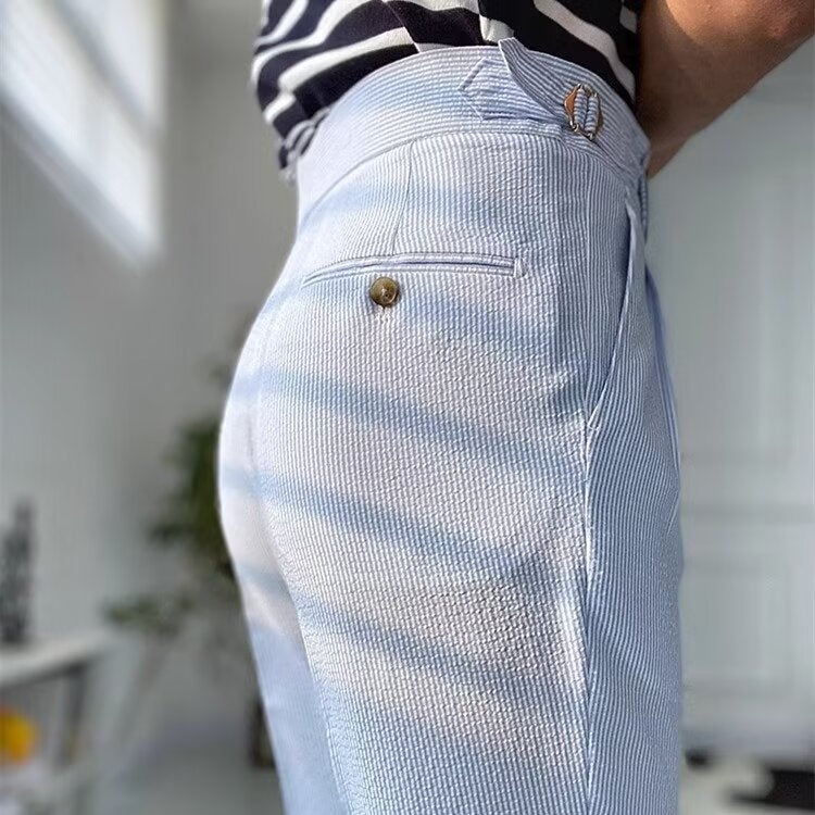 Herre Straight-Leg Bukser Høj Talje Plisseret Front