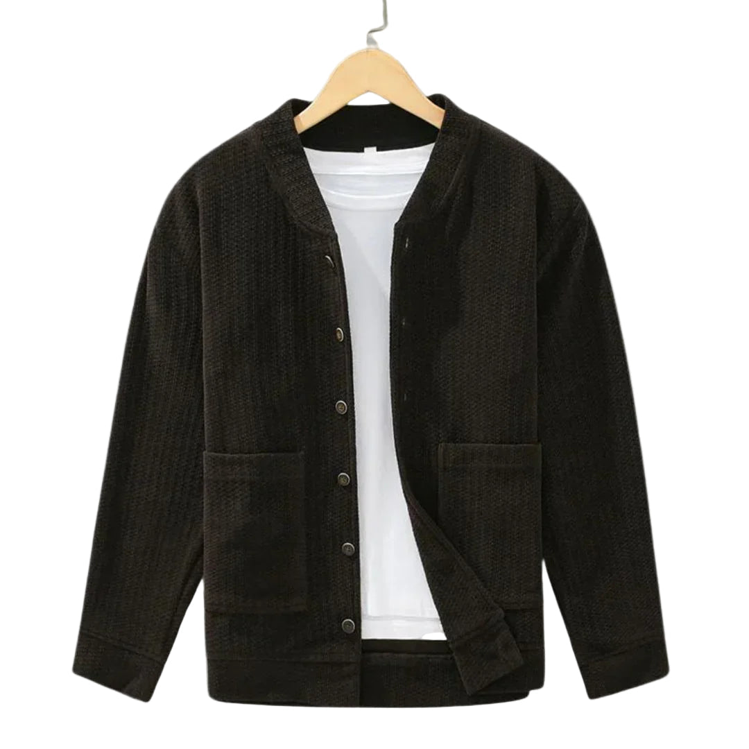 Herre Strikket Cardigan med Unik Struktur