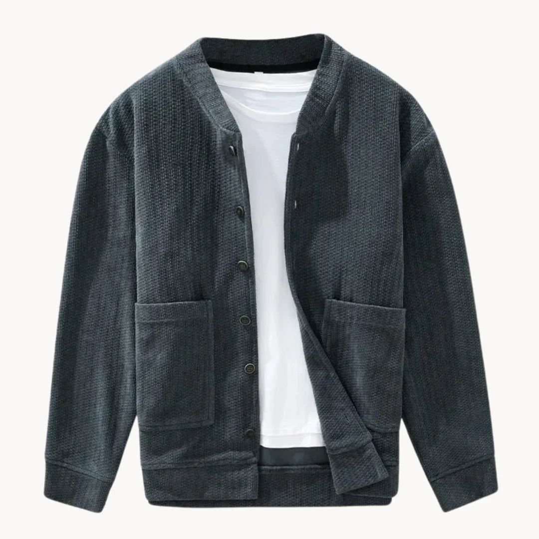 Herre Strikket Cardigan med Unik Struktur
