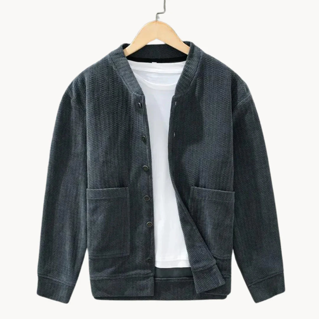 Herre Strikket Cardigan med Unik Struktur