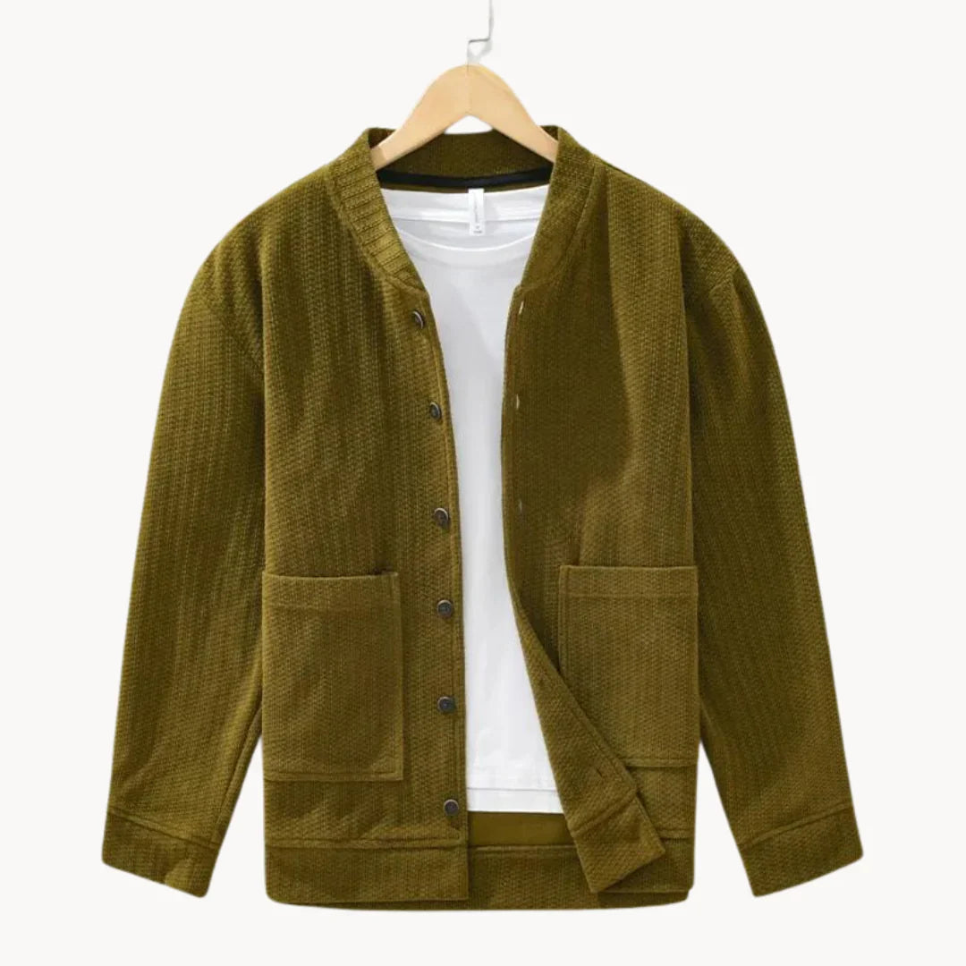 Herre Strikket Cardigan med Unik Struktur