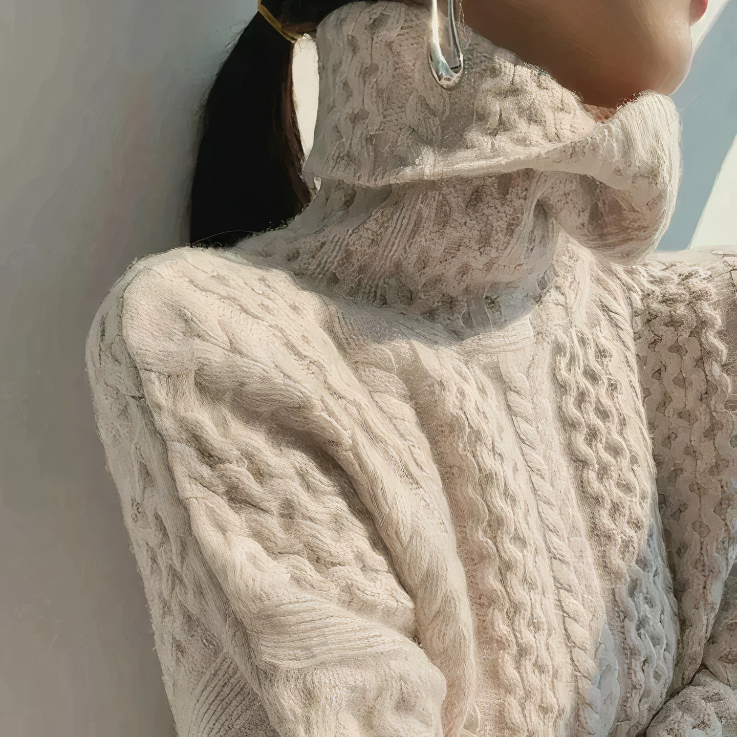 Kvinders Cashmere Sweater med Turtleneck og Løs Pasform