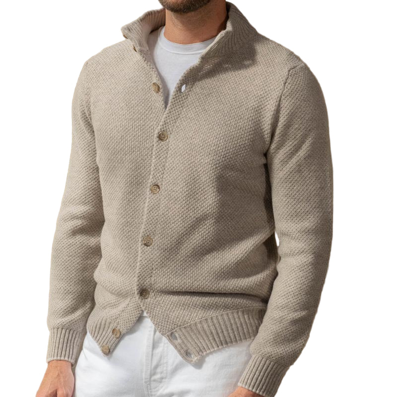 Herre Strikket Sweater Slim Fit med Skulderkrave
