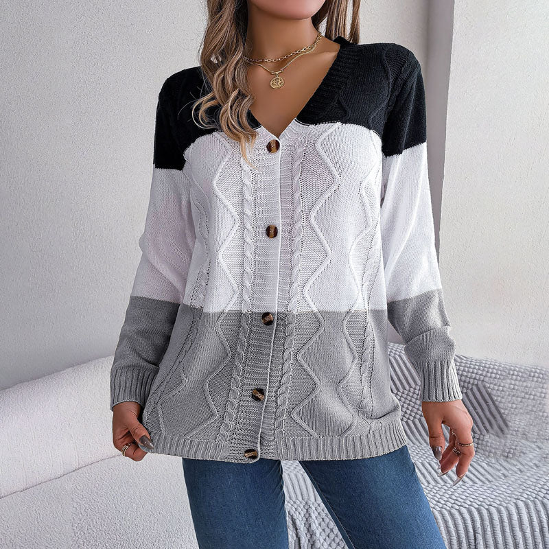 Herre Strikket Sweater med V-ring Knapper