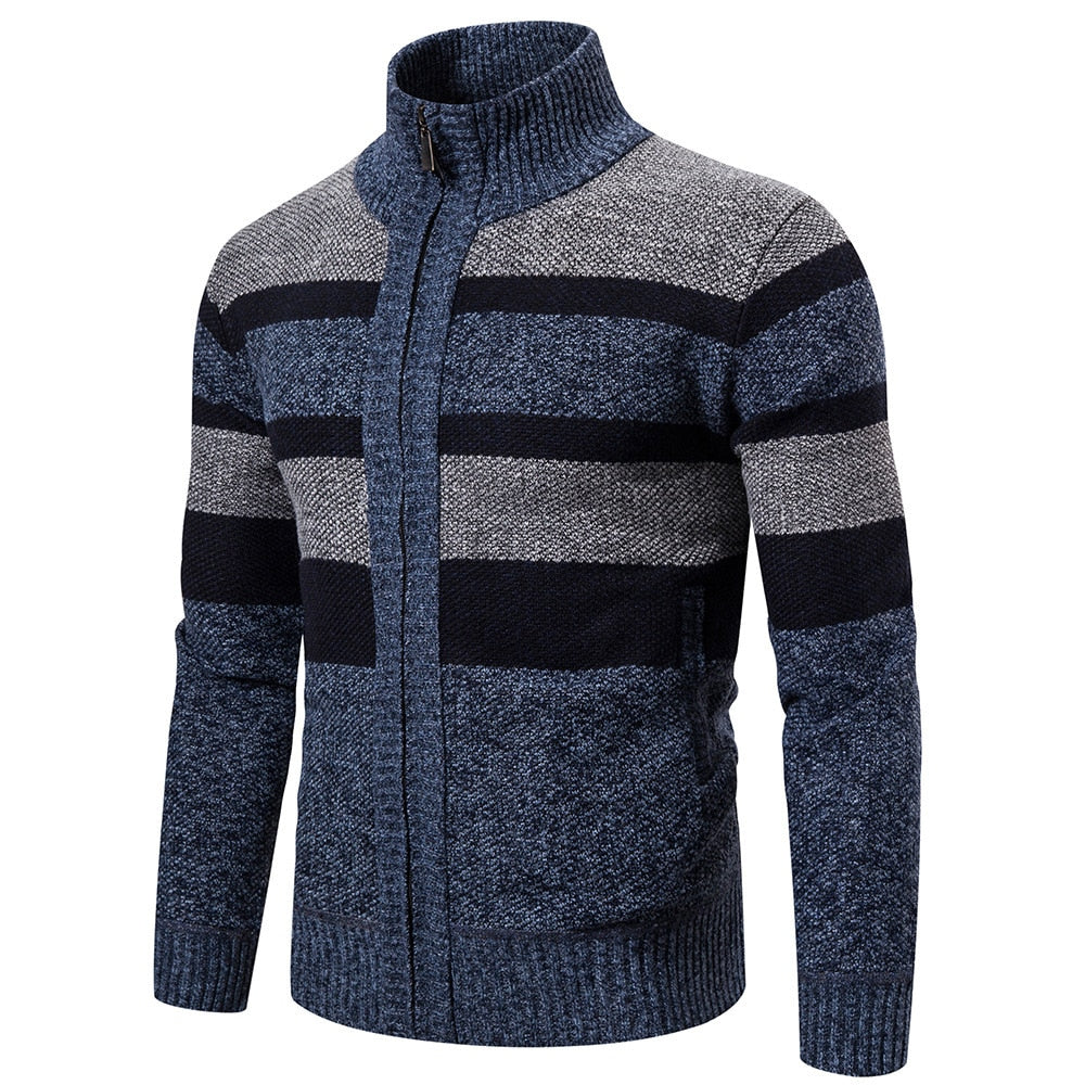 Herre Striktrøje Stribet Slim Fit Cardigan