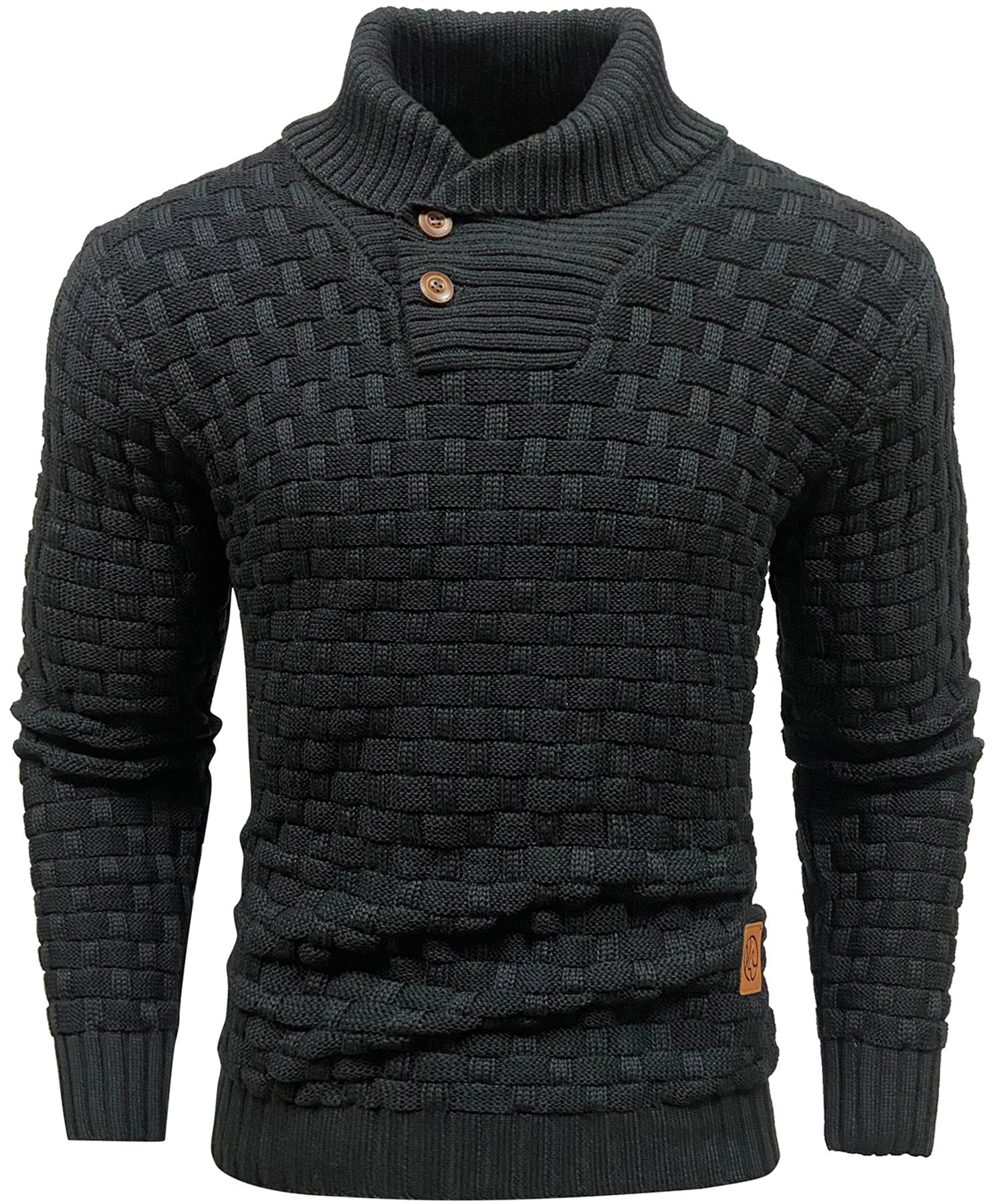 Herre Sweater Pullover med Høj Krave og Knaplukning