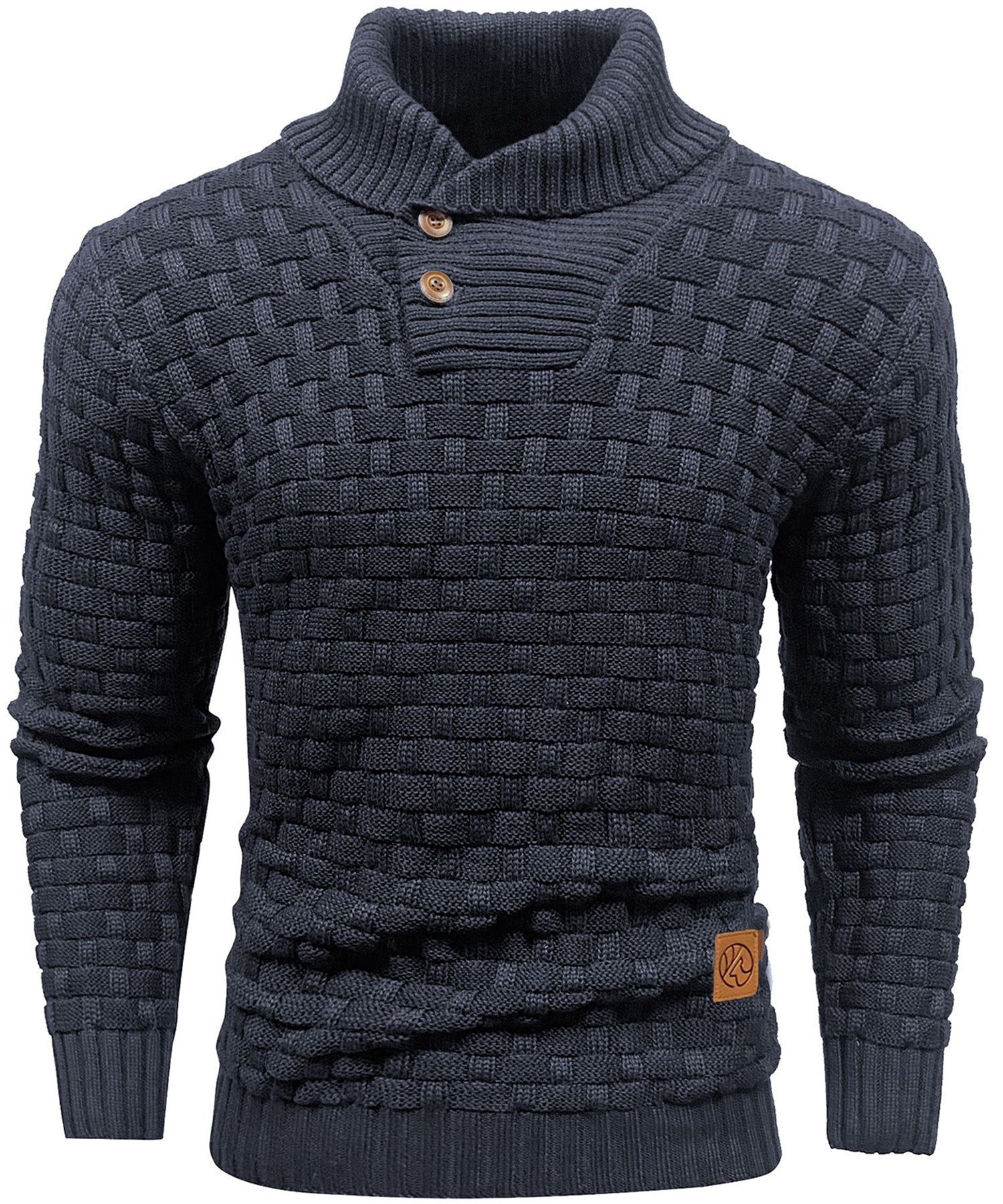 Herre Sweater Pullover med Høj Krave og Knaplukning