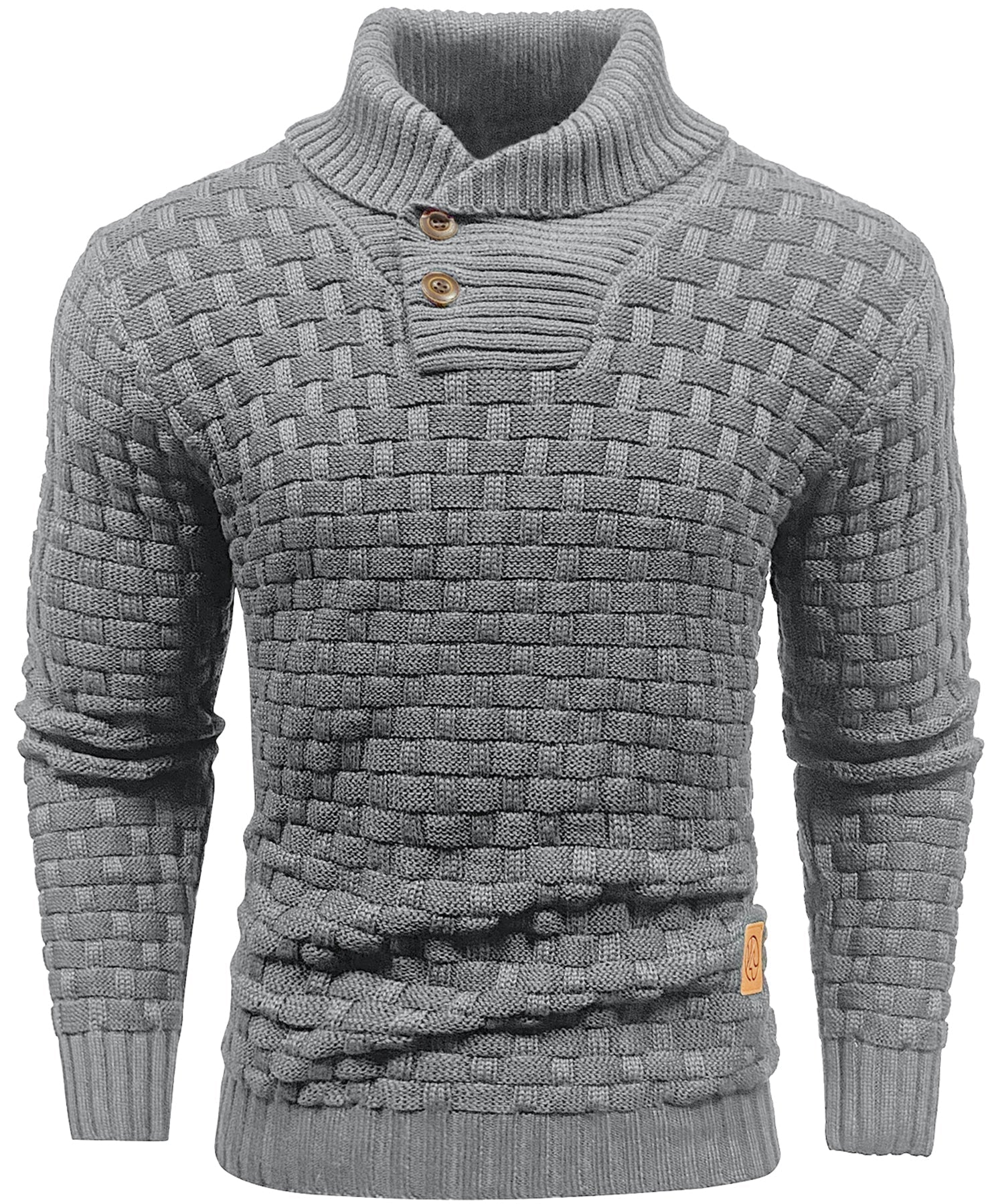 Herre Sweater Pullover med Høj Krave og Knaplukning