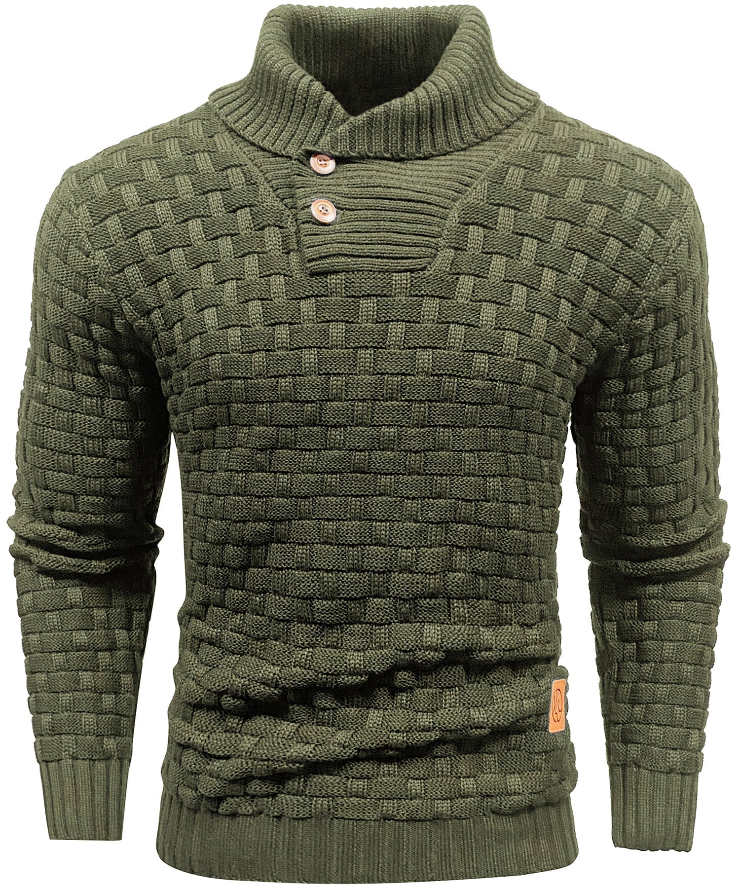 Herre Sweater Pullover med Høj Krave og Knaplukning