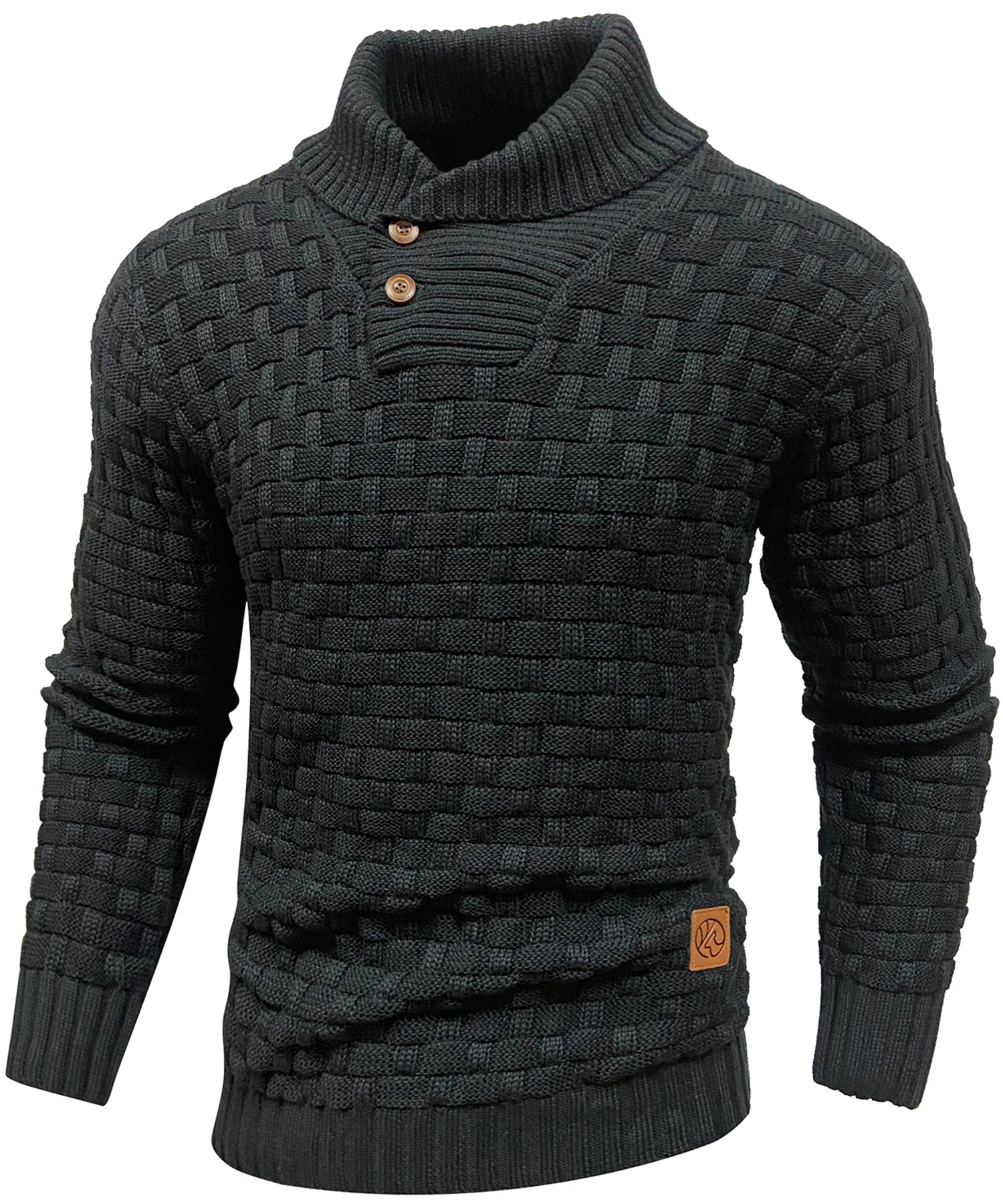 Herre Sweater Pullover med Høj Krave og Knaplukning