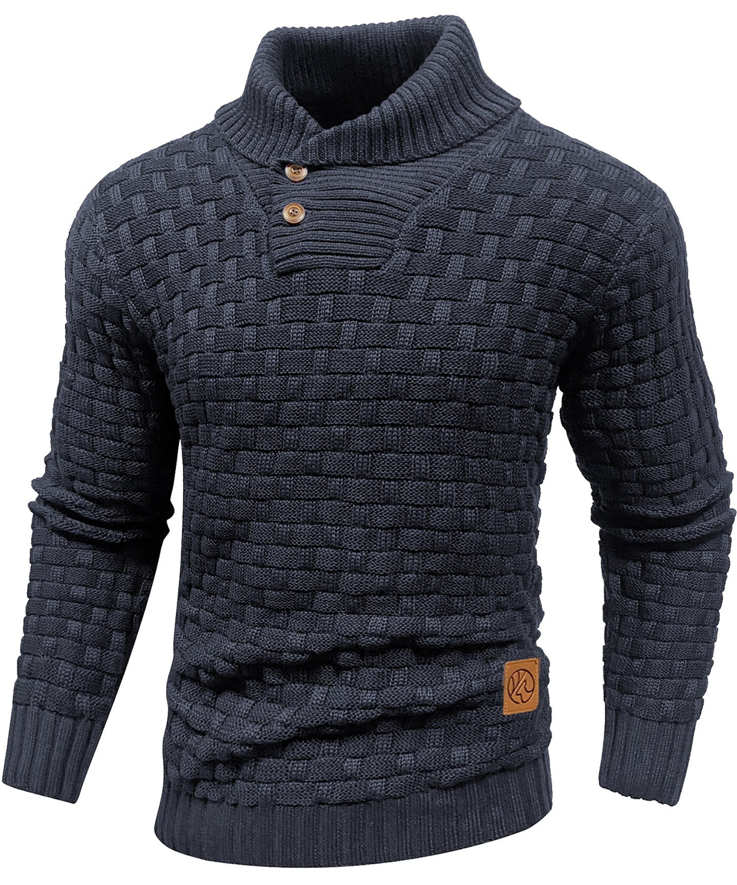 Herre Sweater Pullover med Høj Krave og Knaplukning