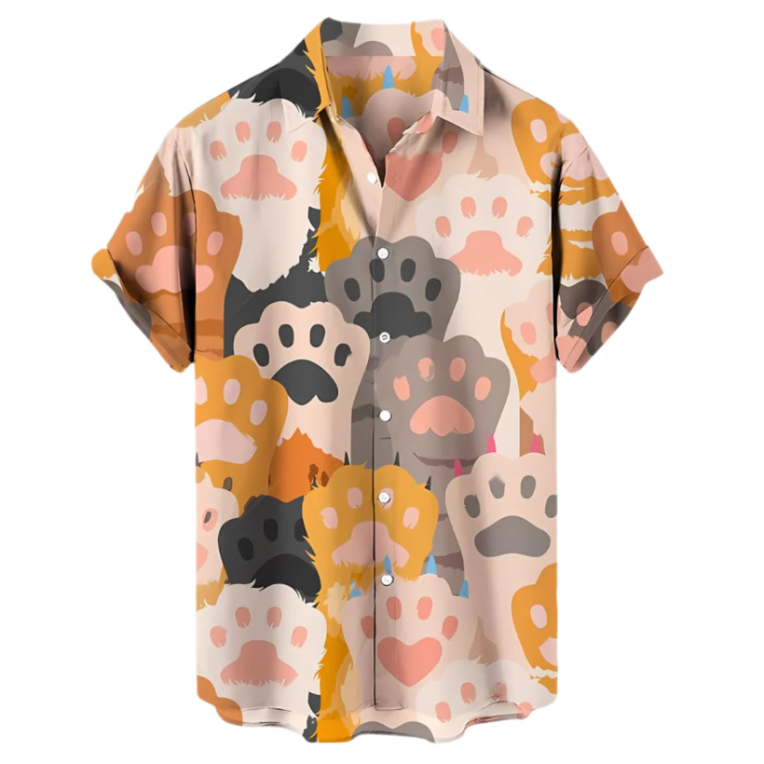 Herre T-Shirt Afslappet Katteprint Letvægtsstof
