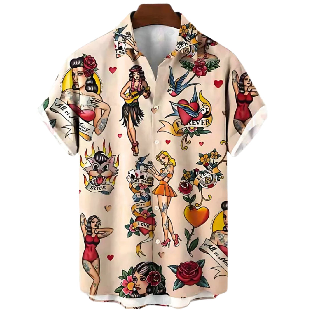 Herre T-Shirt Afslappet Vintage Stil Letvægtsstof