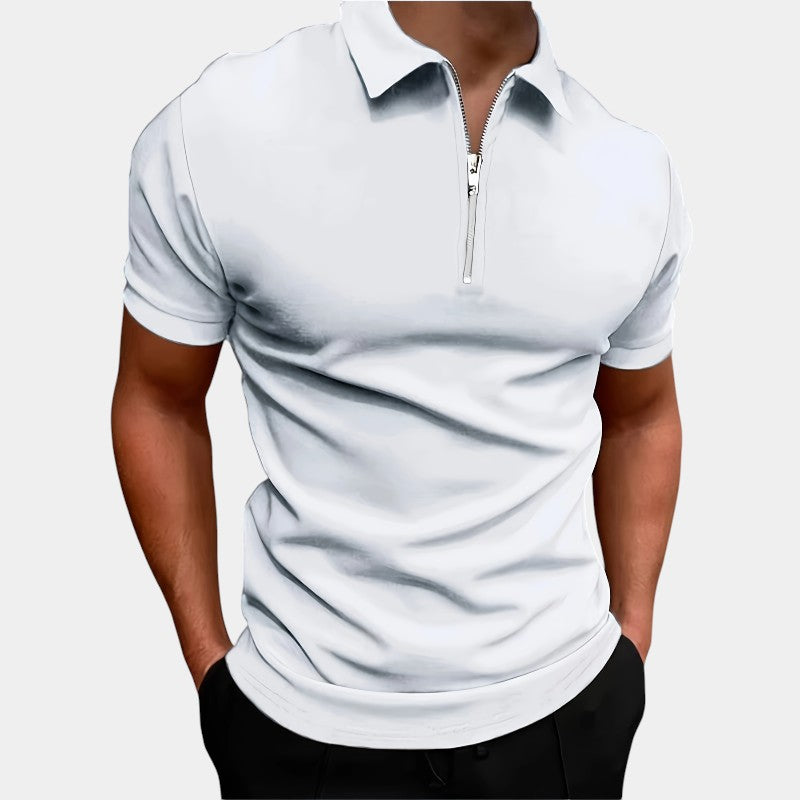 Herre T-Shirt Med Lynlås Strækbar Polyester Til Golf & Sport