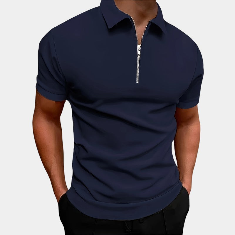Herre T-Shirt Med Lynlås Strækbar Polyester Til Golf & Sport
