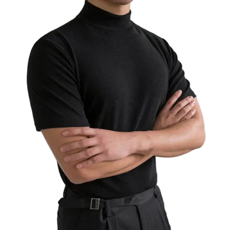 Herre T-shirt med Høj Krave Klassisk Stil