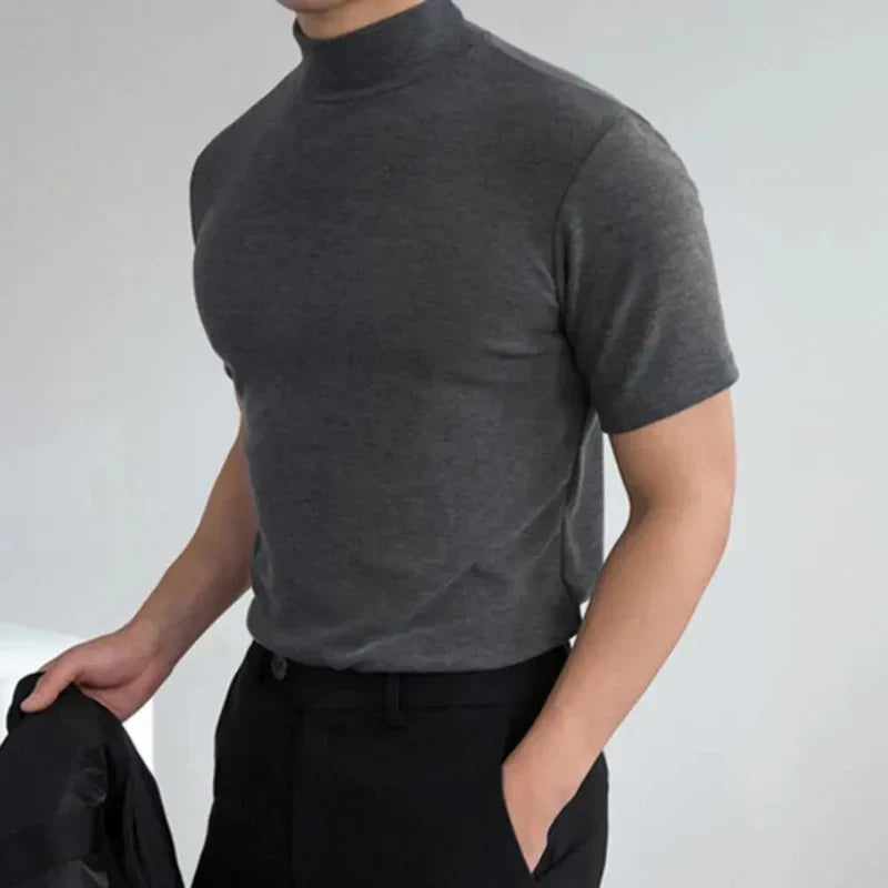 Herre T-shirt med Høj Krave Klassisk Stil