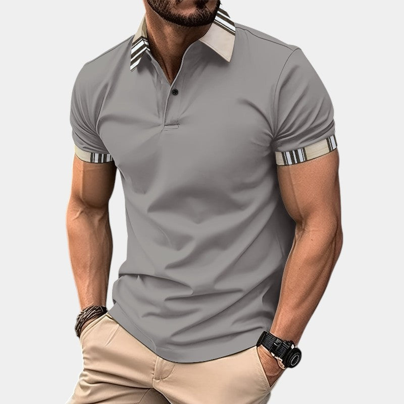 Herre T-shirt med Krave og Striber