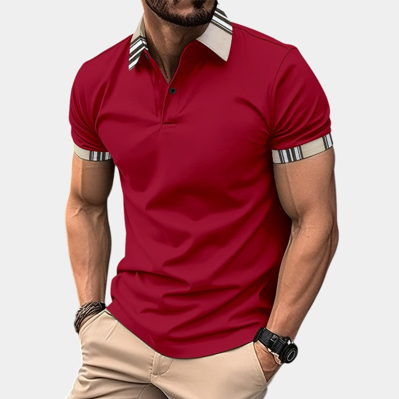 Herre T-shirt med Krave og Striber