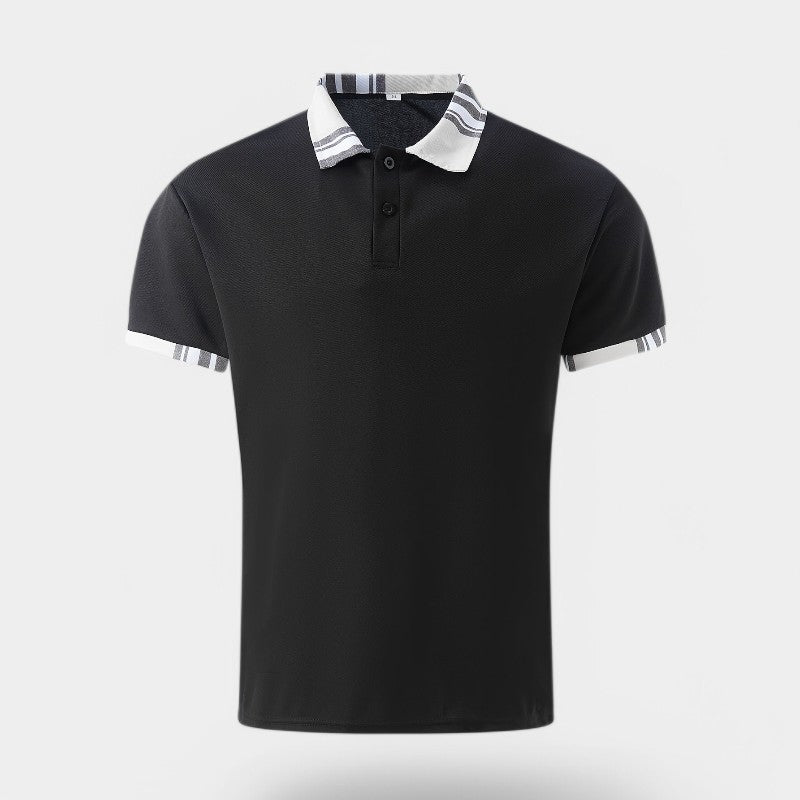Herre T-shirt med Krave og Striber
