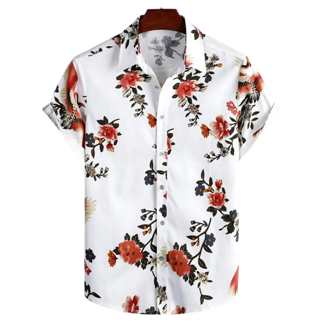 Herre T Shirt Afslappet Blomstermotiv Let Vægtstof