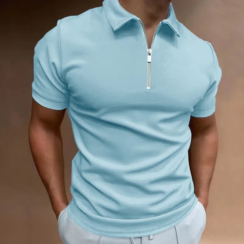 Herre T Shirt Halv Lynlås Kort Ærme Casual Trænings T Shirts Mænd