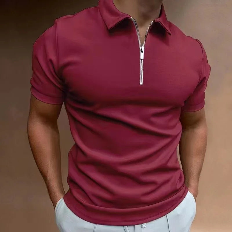 Herre T Shirt Halv Lynlås Kort Ærme Casual Trænings T Shirts Mænd