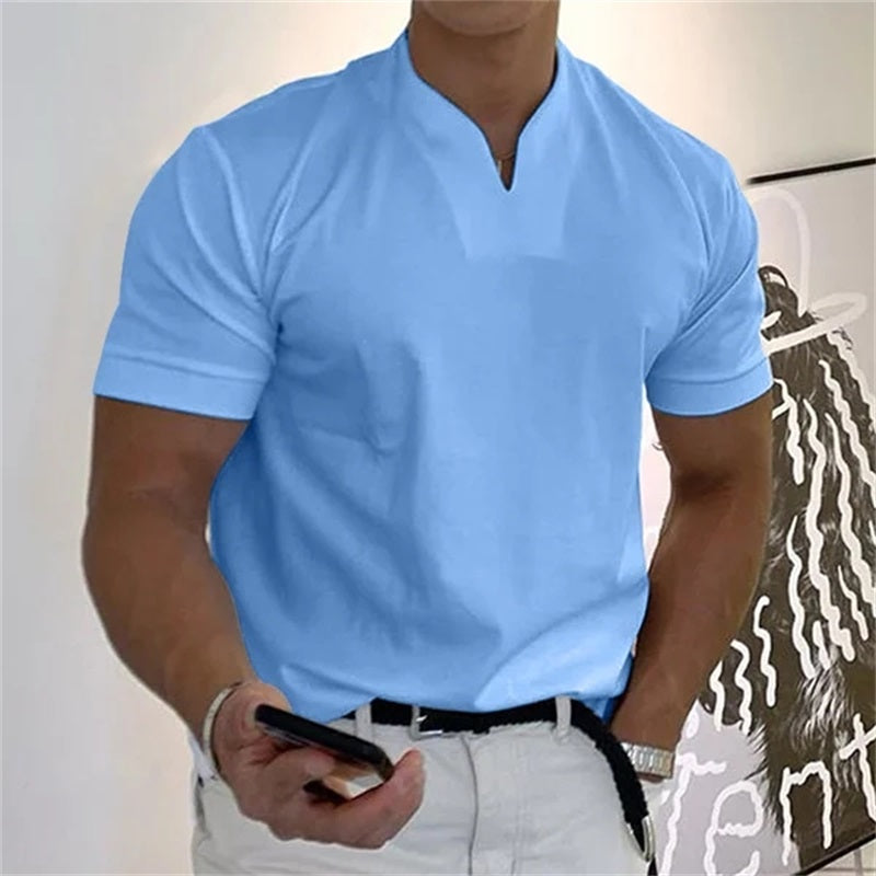 Herre T Shirt V-Hals Sporty Casual