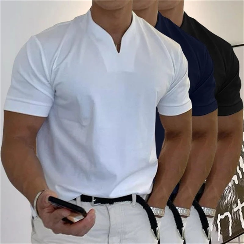 Herre T Shirt V-Hals Sporty Casual