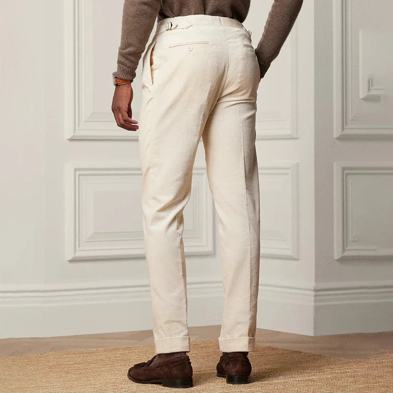 Herre Tailored Bukser Uldblanding - Lige Pasform - Enkel Plissering - Justerbar Talje