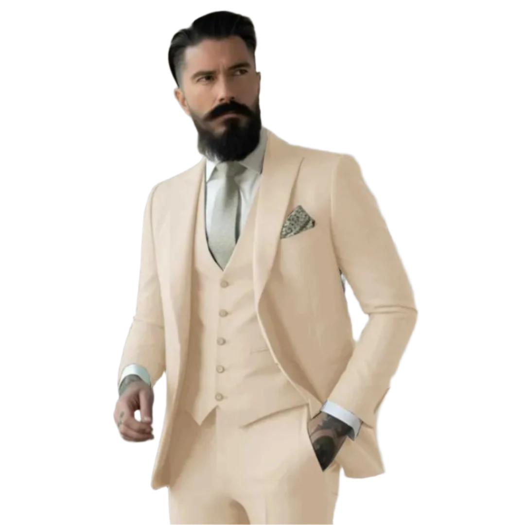 Herre Tre-delt Jakkesæt Slim Fit Uldblanding