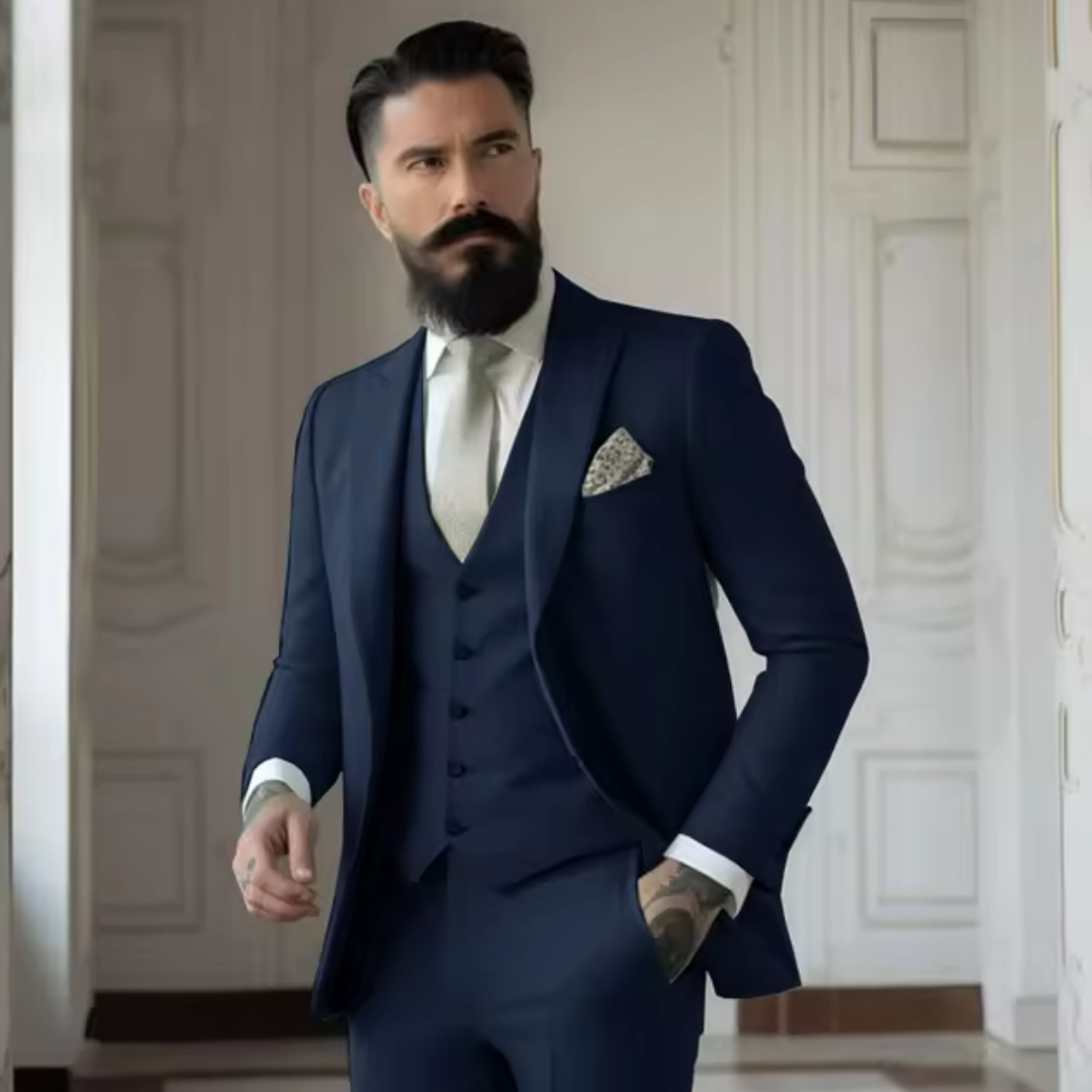 Herre Tre-delt Jakkesæt Slim Fit Uldblanding
