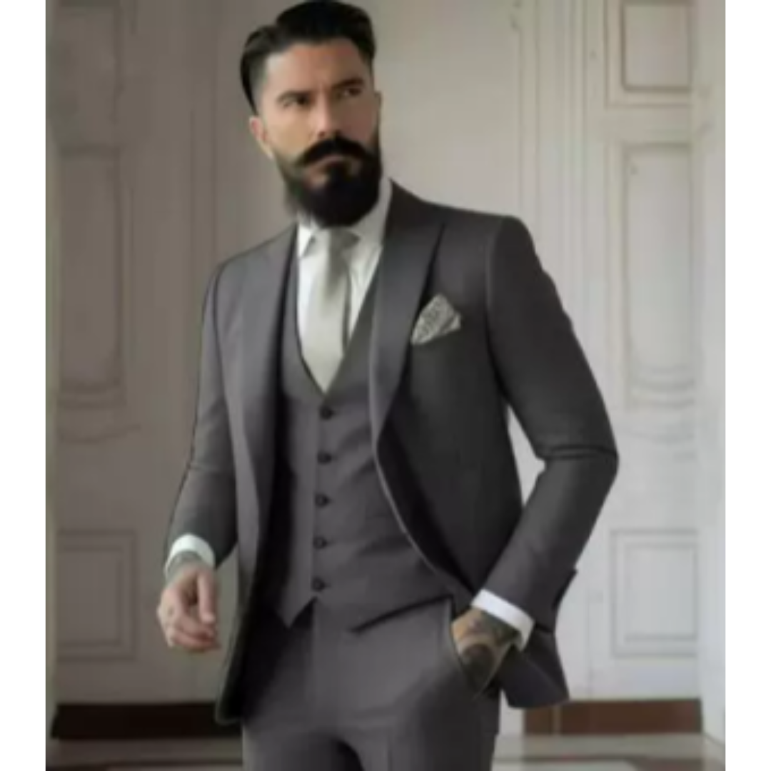 Herre Tre-delt Jakkesæt Slim Fit Uldblanding