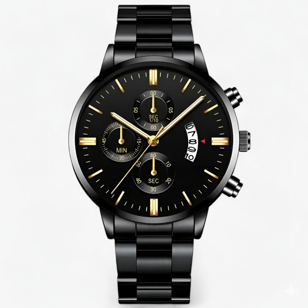 Herre Ure Quartz Med Kalenderfunktion Sort Titanium Design