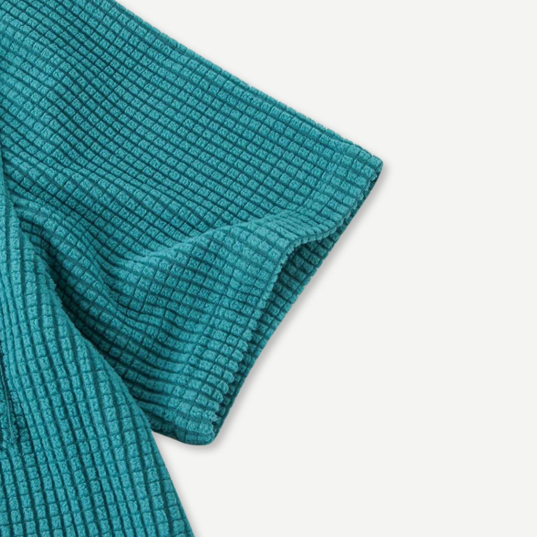 Herre Waffle Skjorte Knittet Komfortabel
