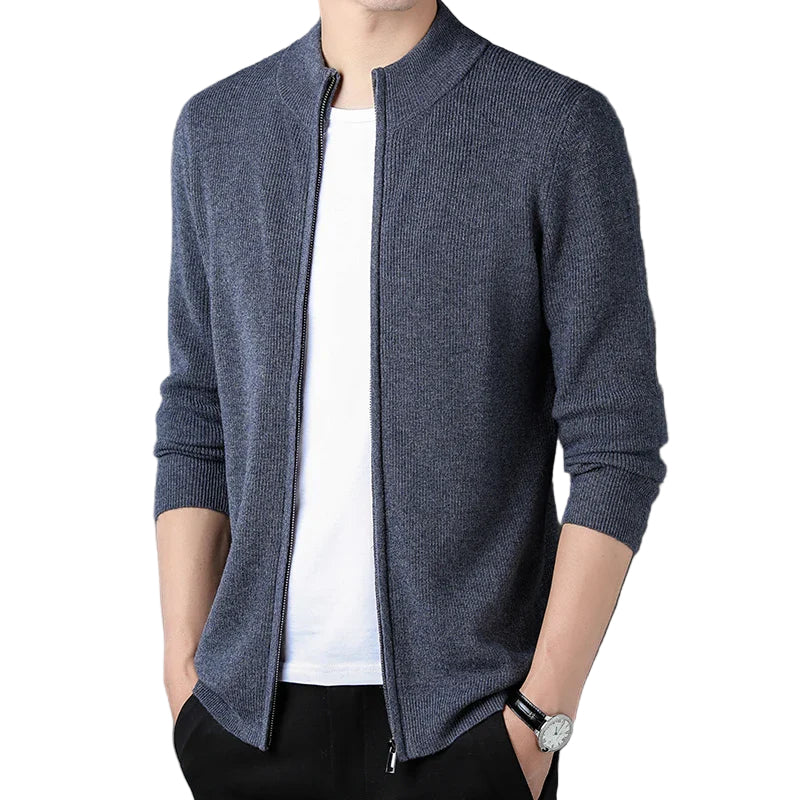 Herre Zip-Cardigan med Ståkrave