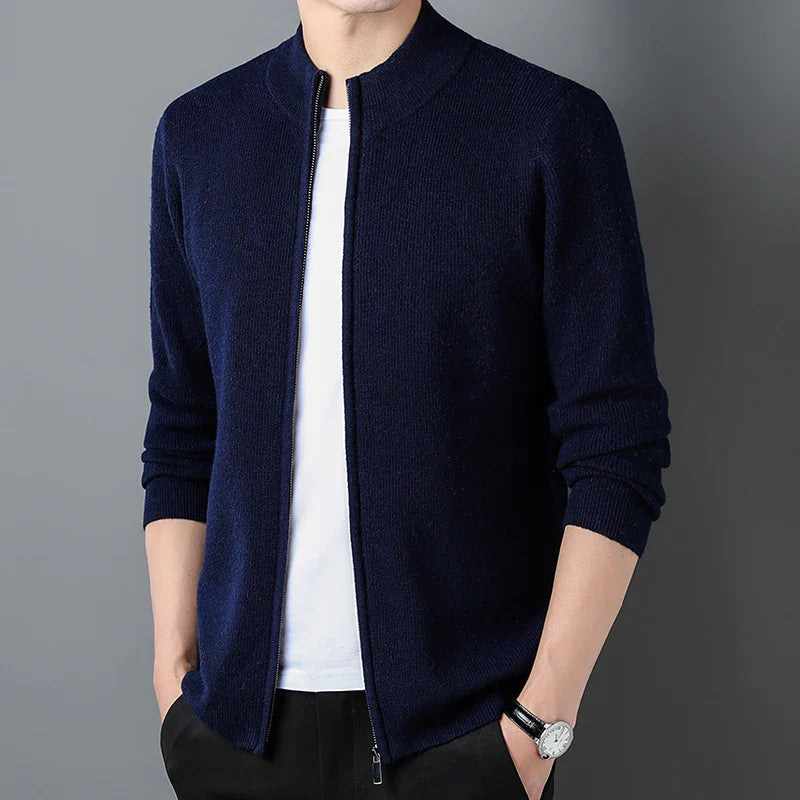 Herre Zip-Cardigan med Ståkrave