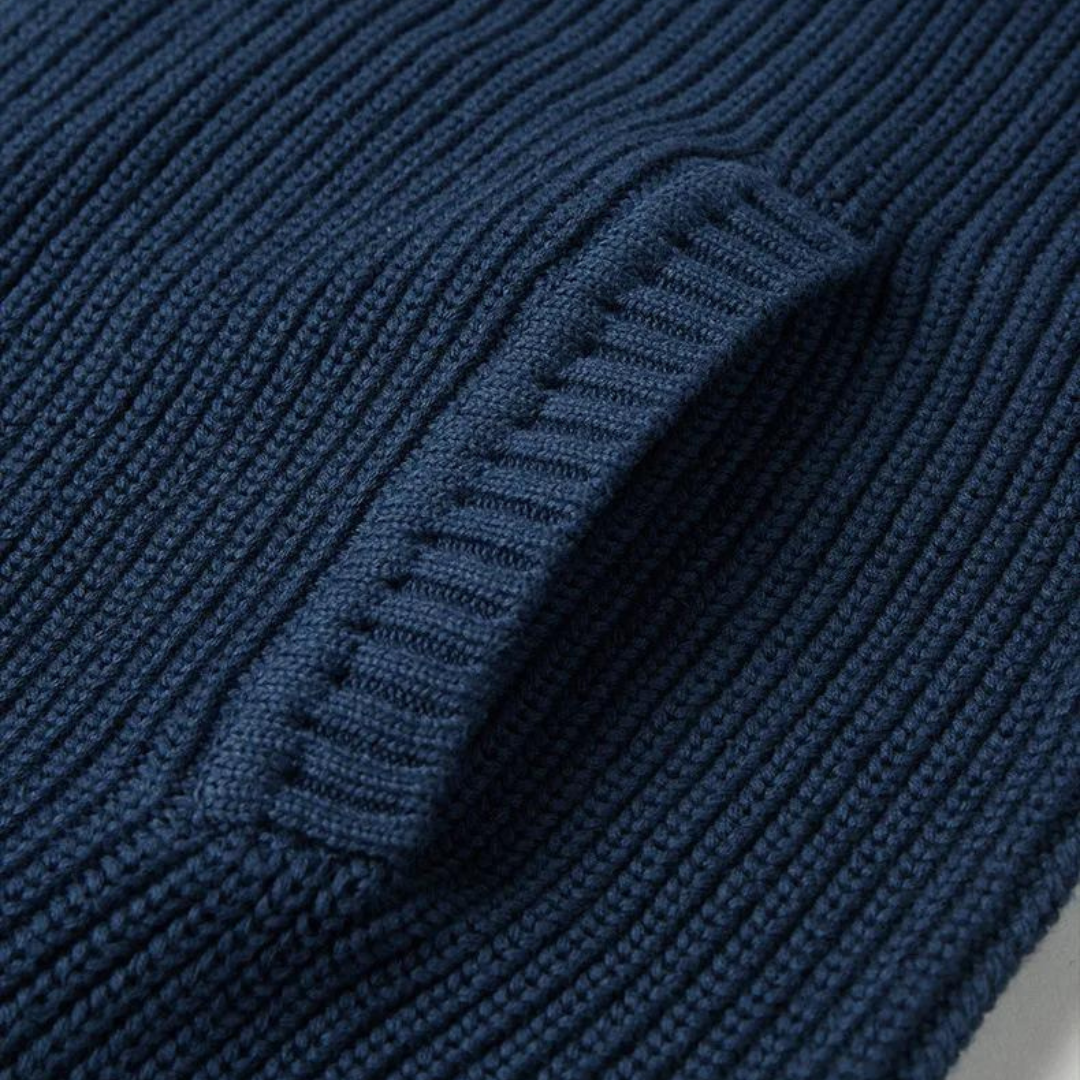 Herre Zip Neck Sweater Ribbet Design