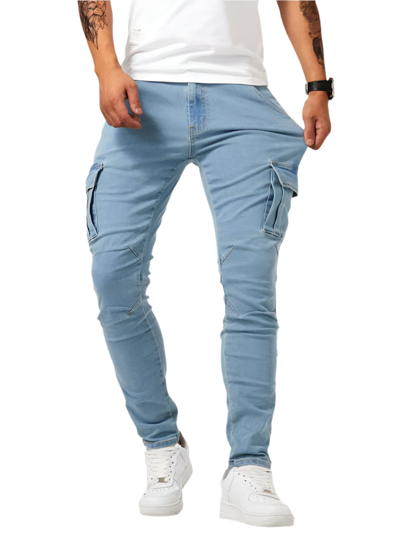 Herrebukser Cargo Jeans Tilpasset Fit Denim