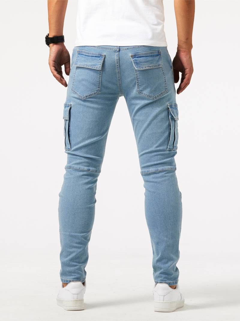 Herrebukser Cargo Jeans Tilpasset Fit Denim