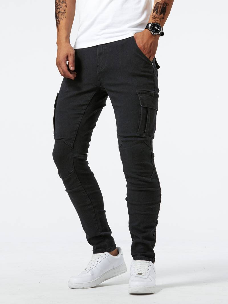Herrebukser Cargo Jeans Tilpasset Fit Denim