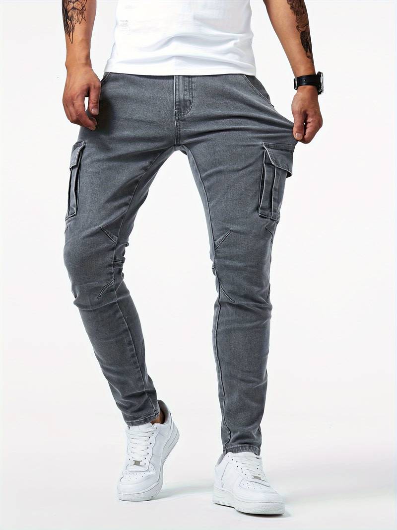 Herrebukser Cargo Jeans Tilpasset Fit Denim