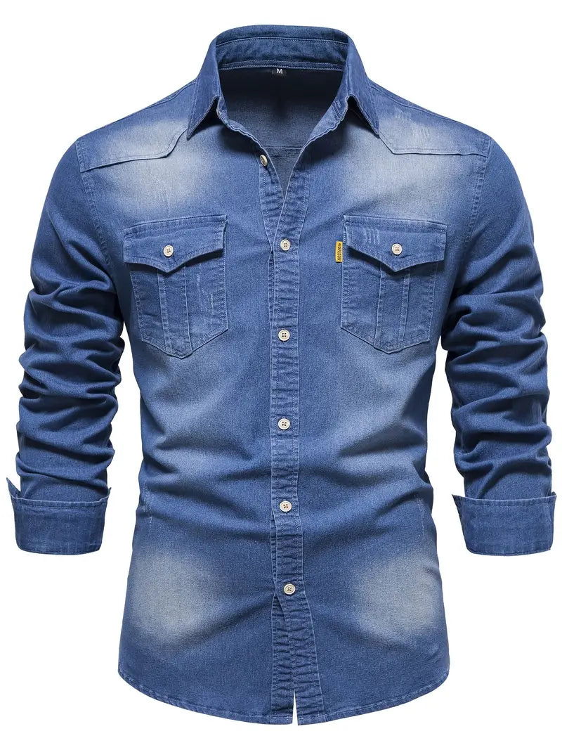 Herreskjorte i Denim til Mænds Stil