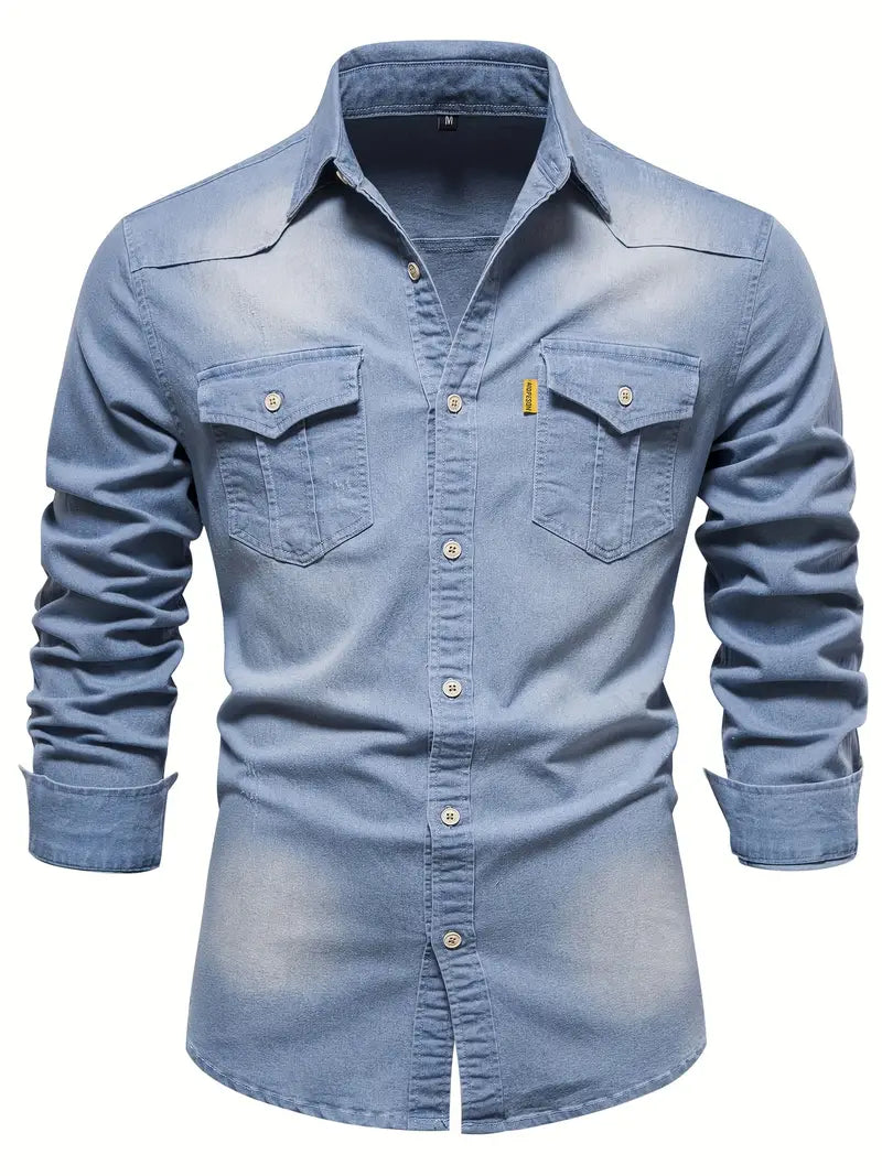 Herreskjorte i Denim til Mænds Stil