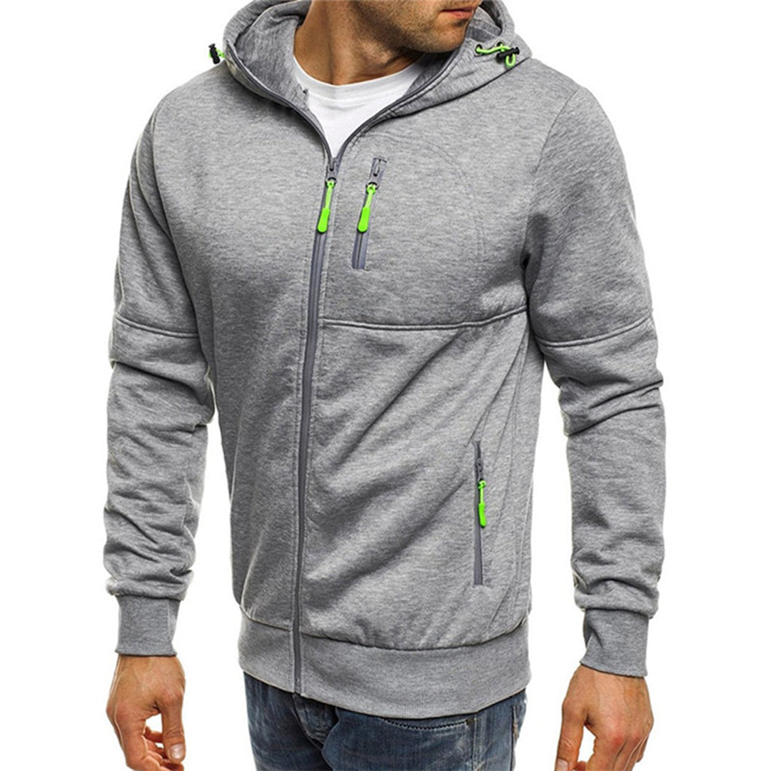 Herresweater med lynlås og hætte