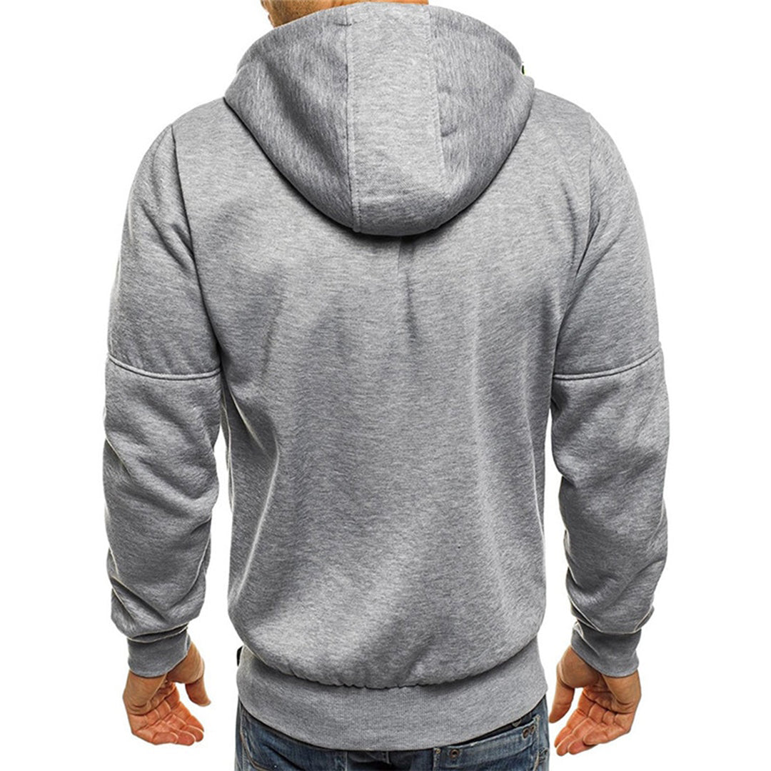 Herresweater med lynlås og hætte