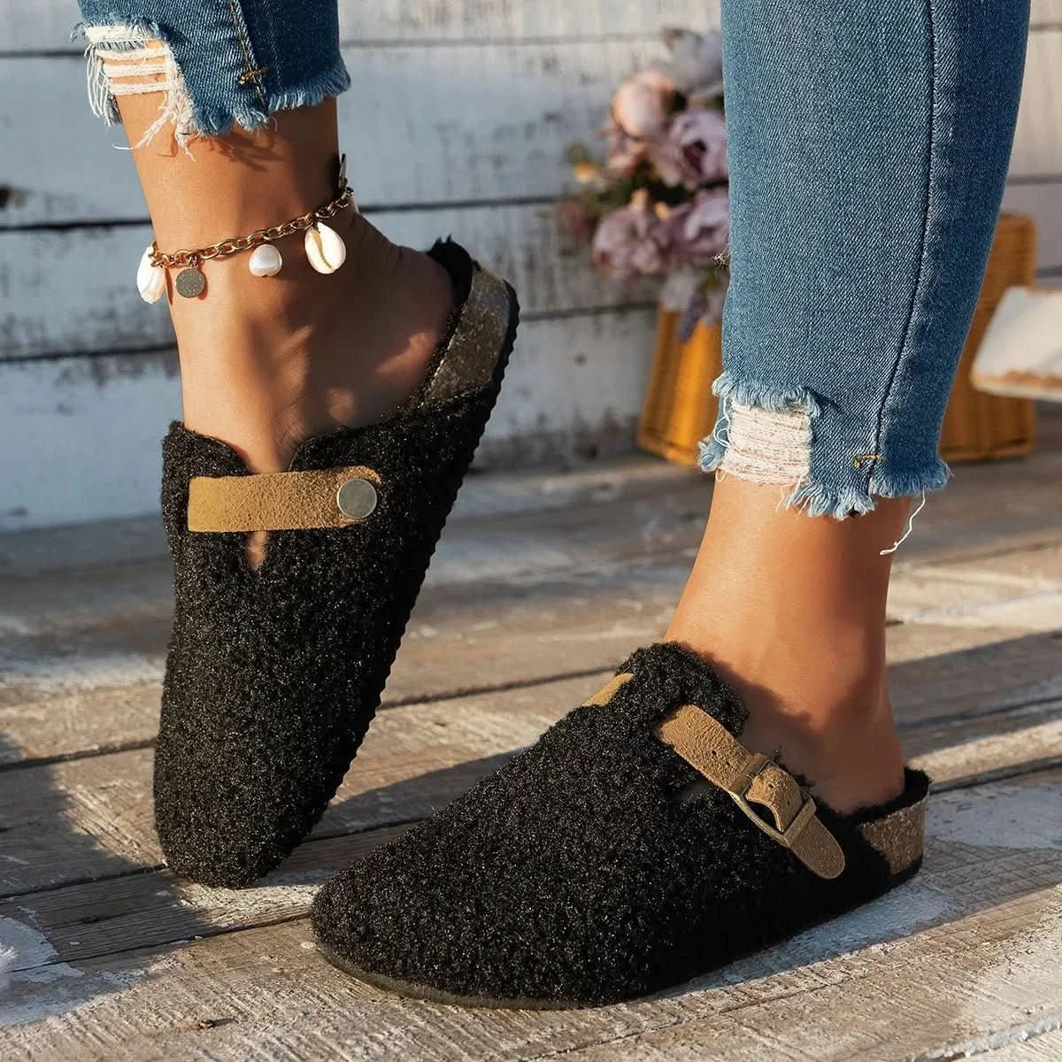 Hjemmesko Dame Mule Design Med Skridsikker Sål