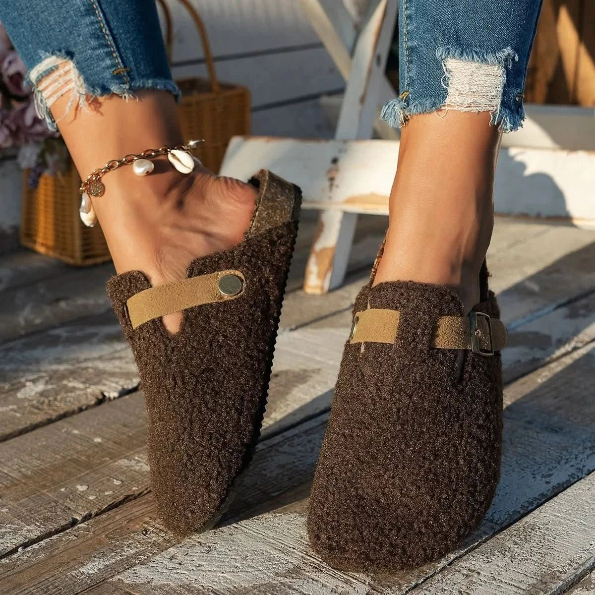 Hjemmesko Dame Mule Design Med Skridsikker Sål