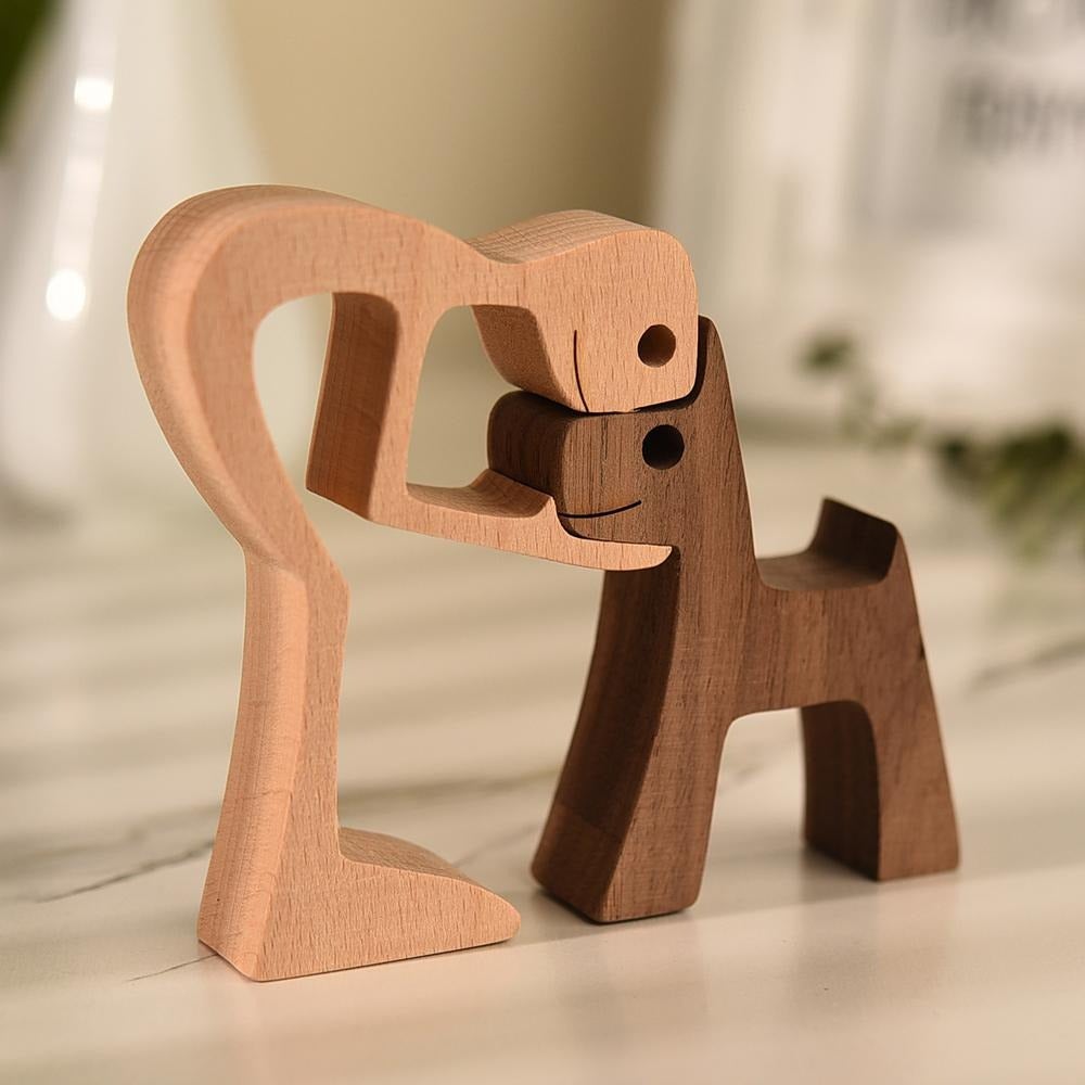 Hunde Figur Håndskåret Kunstværk